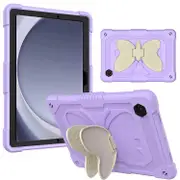 For Samsung Galaxy Tab A9+ Plus 11 inch SM-X210/X215 Butterfly Fancy Shockproof Heavy Duty Kickstand Case Cover (Purple)