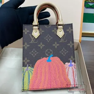 義大利製二手LV 路易威登 LV x YK Petit Sac Plat 草間彌生 南瓜 琴譜包 托特包 斜挎包