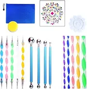 Teogneot Mandala Dotting Tool Set 21 Pieces with Dotting Pens and Stencil Painting Tools for Mandala Art Blue