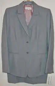 CALVIN KLEIN LADIES GREY PLAID 2 PIECE SKIRT SUIT 12 NEW WITH TAGS