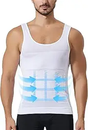 [GENEMEN] Mens Slimming Body Shaper Undershirts Tight Shapewear Vest Sports Tank Tops Compression Muscle Vest