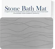 DAWNTREES Stone Bath Mat, Diatomaceous Earth Shower Mat, Non-Slip Super Absorbent Quick Drying Bathroom Floor Mat, Natural, Easy to Clean (Gray Vertical Stripes)