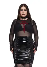 [Widow] Plus Blood Moon Rising Mesh Top - Black