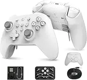 [No Drift] GuliKit KK3 Max Bluetooth Controller, Kingkong 3 Max Wireless Controller for Switch/Switch OLED, Hall Effect Joystick/Triggers, Maglev/Rotor/HD Vibration, Hyperlink Adapter (White)