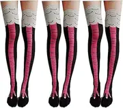 [GoFunway] 3 pairs Cartoon Chicken Legs Socks Crazy Funny Chicken Feet Socks Claws Over The Knee High Socks Chicken Leg Socks for Women, Red, One Size