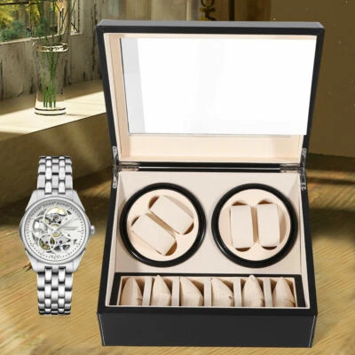 4+6Watch Winder Automatic Rotation Leather Storage Watch Display Box Case Holder
