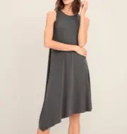 NWT Eileen Fisher Viscose Jersey Asymmetrical Tank Dress Women Size Small Gray