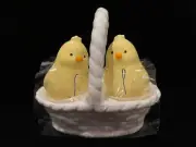 Rae Dunn by Magenta Yellow Chicks Ceramic SALT & PEPPER SHAKERS in White Basket