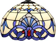 Lamp Shade Replacement, Only 12 Inch Tiffany Stained Glass Lamp Chimney, Baroque Design, Fit for Table Lamp, Pendant Light, Floor Lamp, Ceiling Fixture,White KeYJ