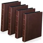 4 Pcs Vintage Hardback 3 Ring Binder Planner Portfolio Leather Round Ring