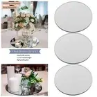 Acrylic Round Mirror Plate Candle Plate Vanity Tray Set of 3 Silver Decorative