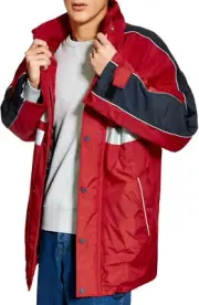 $140 TOPMAN Reflective Tape Classic Jacket,RED,SIZE M