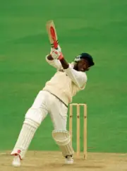 Brian Lara batting for Warwickshire circa 1994 Old Cricket Photo