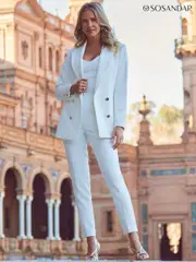 Sosandar White Longline Tuxedo Blazer (B06211) | $219