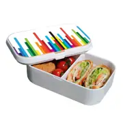 Lunch Box Food Container Snack Picnic Authentic Wood Strap Cutlery Rainbow Bar
