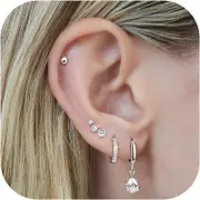 Morakot 4 Pairs Dainty Gold Silver Earrings Set for Women Sensitive Ears -Hypoallergenic 14K Gold Filled Earring Sets for Multiple Piercing- Dangle...