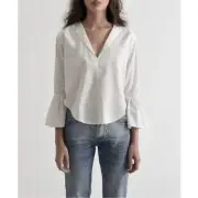 One Teaspoon Top Womens Xsmall White Boho Neutral Scandinavian Flare Sleeve NWT