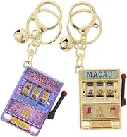 VICASKY 2pcs Mini Slot Machine Keychain Lucky Slot Machine Keyring Vegas Keyring Wristlet Keychain Key Chain Accessories
