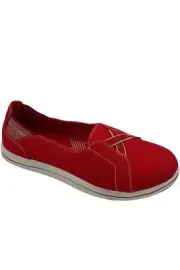 Clarks Cloudsteppers Canvas Slip-Ons Breeze Skip Red