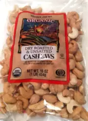 2 PACK TRADER JOE'S ORGANIC DRY ROASTED & UNSALTED CASHEWS 16 OZ EACH