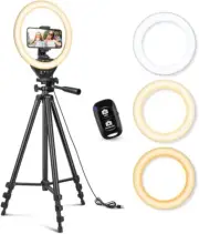 Sensyne 10'' Ring Light 50'' Extendable Tripod Stand, LED Circle Lights Phone