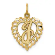 14K Yellow Gold Heart Letter J Charm