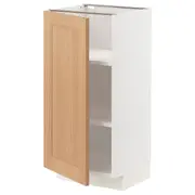 METOD base cabinet with shelves, white/Vedhamn oak, 40x37x80 cm