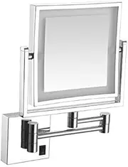 8 Inch Double-Sided 1X/3X Magnifying Wall Mounted Lighted Makeup Vanity Mirror, Adjustable Cosmetic Mirror, Bathroom HD Shaving Mirror,USB,Silver