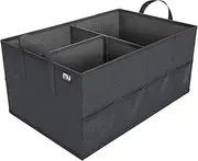 Car Trunk Organizer with 8 Mesh Pockets, 52L Collapsible Cargo Storage Containers with Strap Handle for Sedan SUV, Black