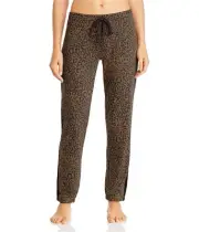 P.J. Salvage Womens Leopard Print Pajama Lounge Pants, Brown, Small