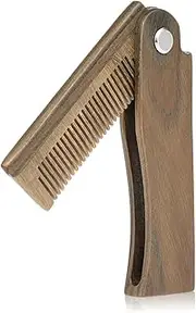 Baluue Wooden Beard Comb Beard Shaping Tool Beard Modelling Ruler Pocket Combs for Men Portable Mustache Fold Comb Mini Pocket Comb Men Styling Accessories Pocket Beard Comb Bamboo