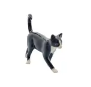 Miniature Ceramic Cat figurine, Black and White Walking appr 6.5cm H x 6cm Long