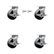 5 Inch Glass Filled Nylon Caster Set with Ball Bearings 4 Brake 2 Swivel Lock