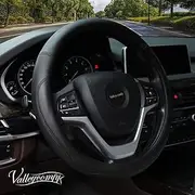 Valleycomfy Microfiber Leather Steering Wheel Cover Large-Size for F150 F250 F350 Ram 4Runner Tacoma Tundra Range Rover Model S X with 15 1/2 inches-16 inches Outer Diameter (Black)