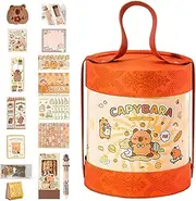 Capybara Stationery,Adorable Thread Notebook - Include Stickers Pen Notepad Capybara Pendant Plush Toy, School Student Supplies Kit