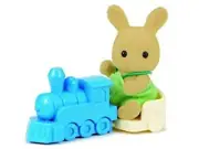 Sylvanian Families / Calico Critters Oswald Ocher Rabbit Baby & Train
