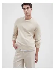 [Unison] Mixed Yarn Knit Sweater in Beige