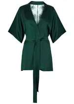 Fleur OF England Eva Silk-blend Satin Robe - Dark Green S/M (UK10-12 / M)