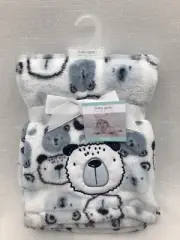 BG Baby Gear Bear Baby Blanket Fleece 30x40 Plush Light Dark Blue Lovey Boy Girl