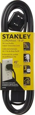STANLEY 31119 CordMax 9LP Polarized Low Profile 3-Outlet Indoor Extension Cord