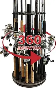 Rush Creek Creations 24 Round Spinning Fishing Rod Rack - Fishing Pole Holder and Storage