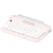 TODO Retro Typewriter Bluetooth Wireless Keyboard Tablet Holder 84 Key Mac Win Android BT 5.0 - Pink