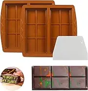 Muswelf Deep Dubai Chocolate Bar Mold, 2PCS Silicone Chocolate Bar Molds with Scraper, Thick Candy Bar Mold for Baking Homemade Snacks, BPA Free