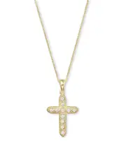 Diamond Milgrain Cross Pendant Necklace in 14K Yellow Gold, .14 ct. t. w.