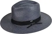 [Bailey] Men's Dreyer Paper Straw Woven Fedora Hat, Slate, Large