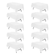 10 Pack White Tablecloths for 6 Foot Rectangle Tables 60 x 102 Inch - 6ft Rec...
