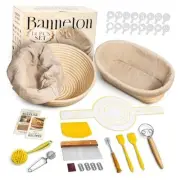 Banneton Bread Proofing Basket Set, 9" Round & 10" Oval 1 Round 1 Oval Gift Set