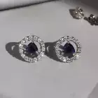 14K White Gold Blue Violet Triangle Stud Cartilage Earrings