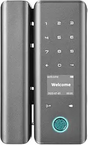 Smart Lock, Smart Lock with Glass Door Biometric Fingerprint Lock for Tuya App Keyless Entry Fingerprint/Password/NFC/Card/Key/App for Home Office Bedroom(Options 4) Learned extensively Aqiong