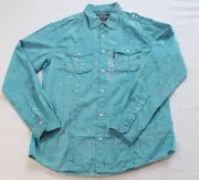ECKO UNLTD Mens POOL BLUE KEY LARGO LS WOVEN CASUAL BUTTON SHIRT NWT L $60